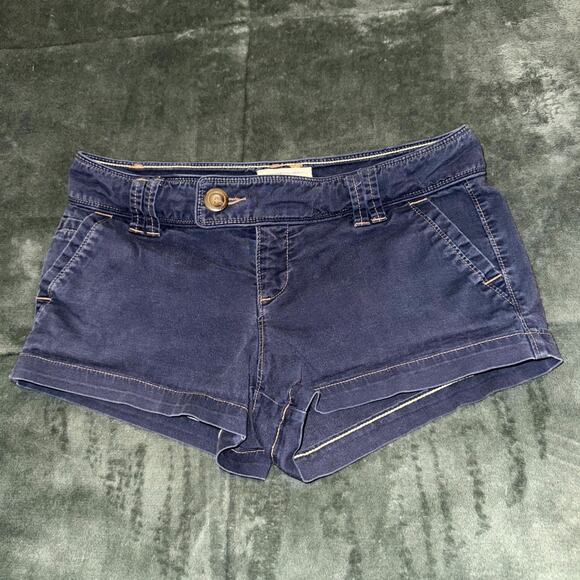 American Eagle Outfitters Shortie Shorts Womens 4 Blue Low Rise Y2K Micro Mini - Picture 1 of 7